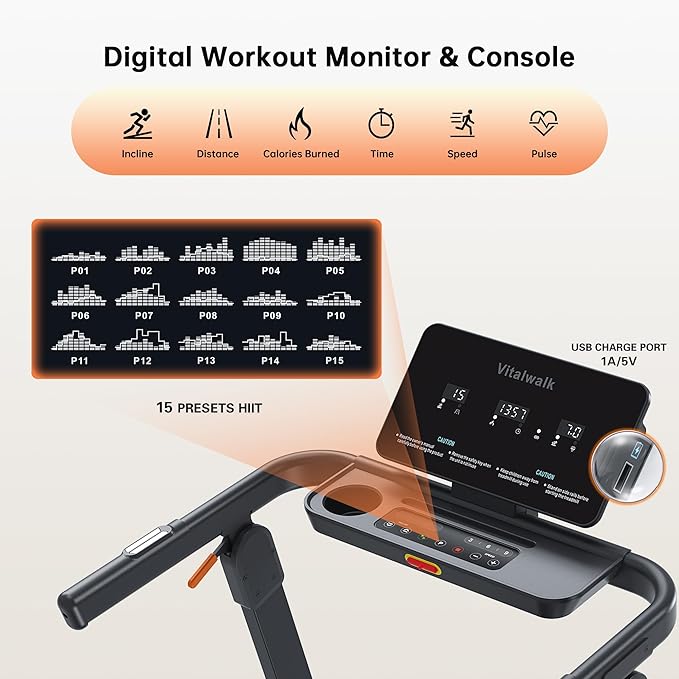 Foldable Treadmill with 15% Auto Incline & 10MPH - Commercial 3.5HP Brushless Quiet, 18"x48" Wide Running Deck, Walking Pad Treadmill for Home Gym Office, 350lbs Capacity, APP - No Installation - The Vitality Estate