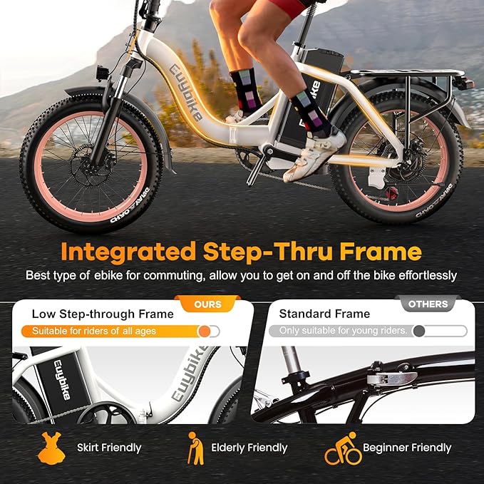 Folding Electric Bike for Adults with Peak 1000W Motor, 48V 20AH Battery up to 30MPH 80 Miles, 20" Fat Tire All Terrain Ebike, Front Suspension 7-Speed Commuter E Bike, Step-Thru, UL Certified - The Vitality Estate