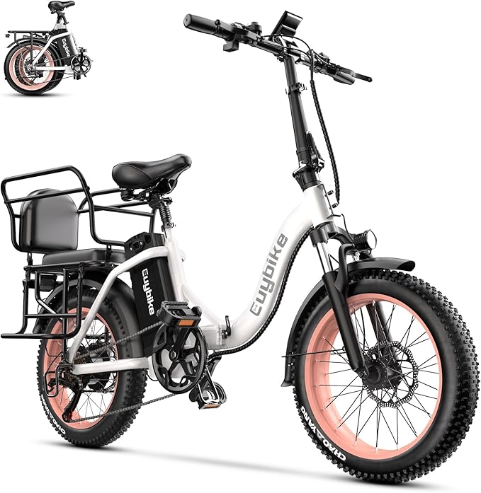 Folding Electric Bike for Adults with Peak 1000W Motor, 48V 20AH Battery up to 30MPH 80 Miles, 20" Fat Tire All Terrain Ebike, Front Suspension 7-Speed Commuter E Bike, Step-Thru, UL Certified - The Vitality Estate