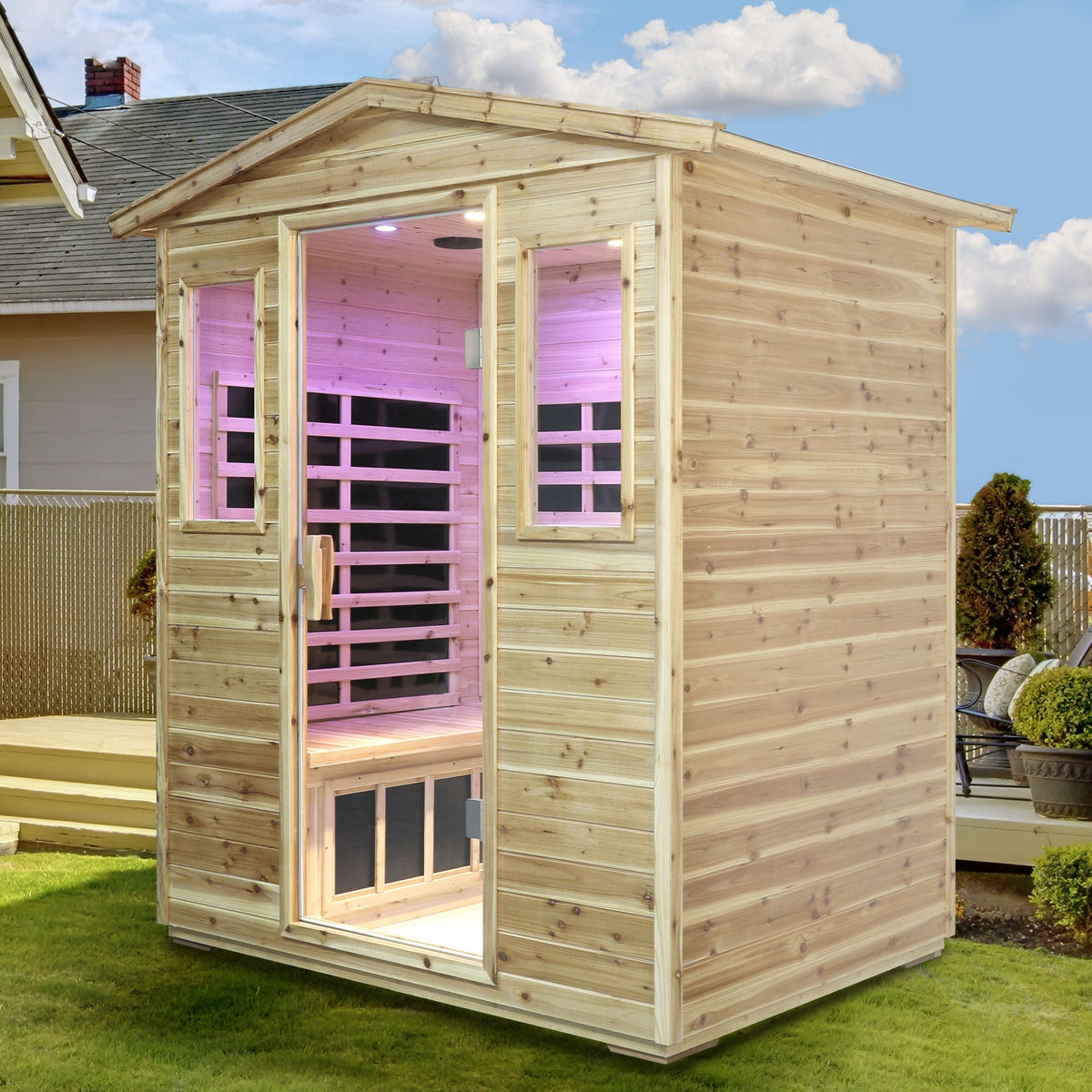 Four person Far-infrared Old fir outdoor sauna room - The Vitality Estate