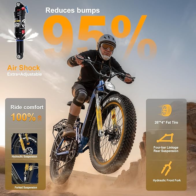 FREESKY Electric Bike for Adults,105mile Long Range Ebike, 2000W Motor 37MPH Fast Step-Thru E Bike 25Ah Samsung Cells Battery Full Suspension Electric Dirt Bicycle 26'' Fat Tire for Commuter Mountains - The Vitality Estate