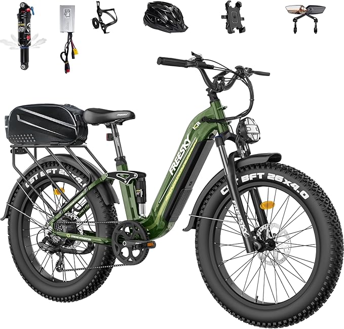 FREESKY Electric Bike for Adults,105mile Long Range Ebike, 2000W Motor 37MPH Fast Step-Thru E Bike 25Ah Samsung Cells Battery Full Suspension Electric Dirt Bicycle 26'' Fat Tire for Commuter Mountains - The Vitality Estate