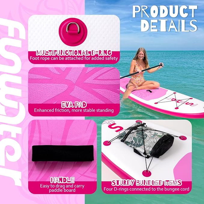 FunWater Inflatable Ultra-Light Stand Up Paddle Board for All Skill Levels with Premium SUP Paddleboard Accessories,Non-Slip Comfort Deck for Youth & Adults - The Vitality Estate