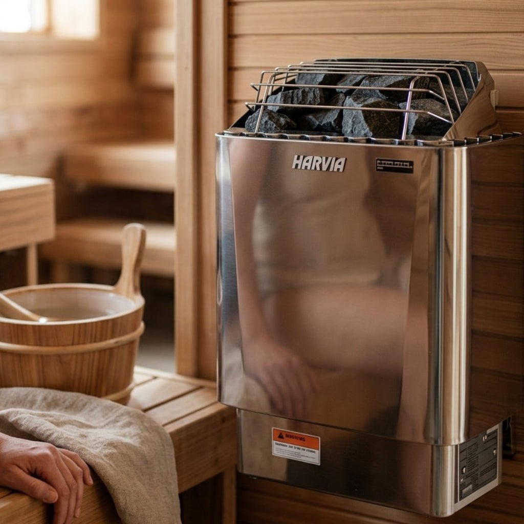 Harvia KIP45W JH45W2401 Kip Series 4.5kW Stainless Steel Sauna Heater at 240V 1PH Stainless Steel - The Vitality Estate