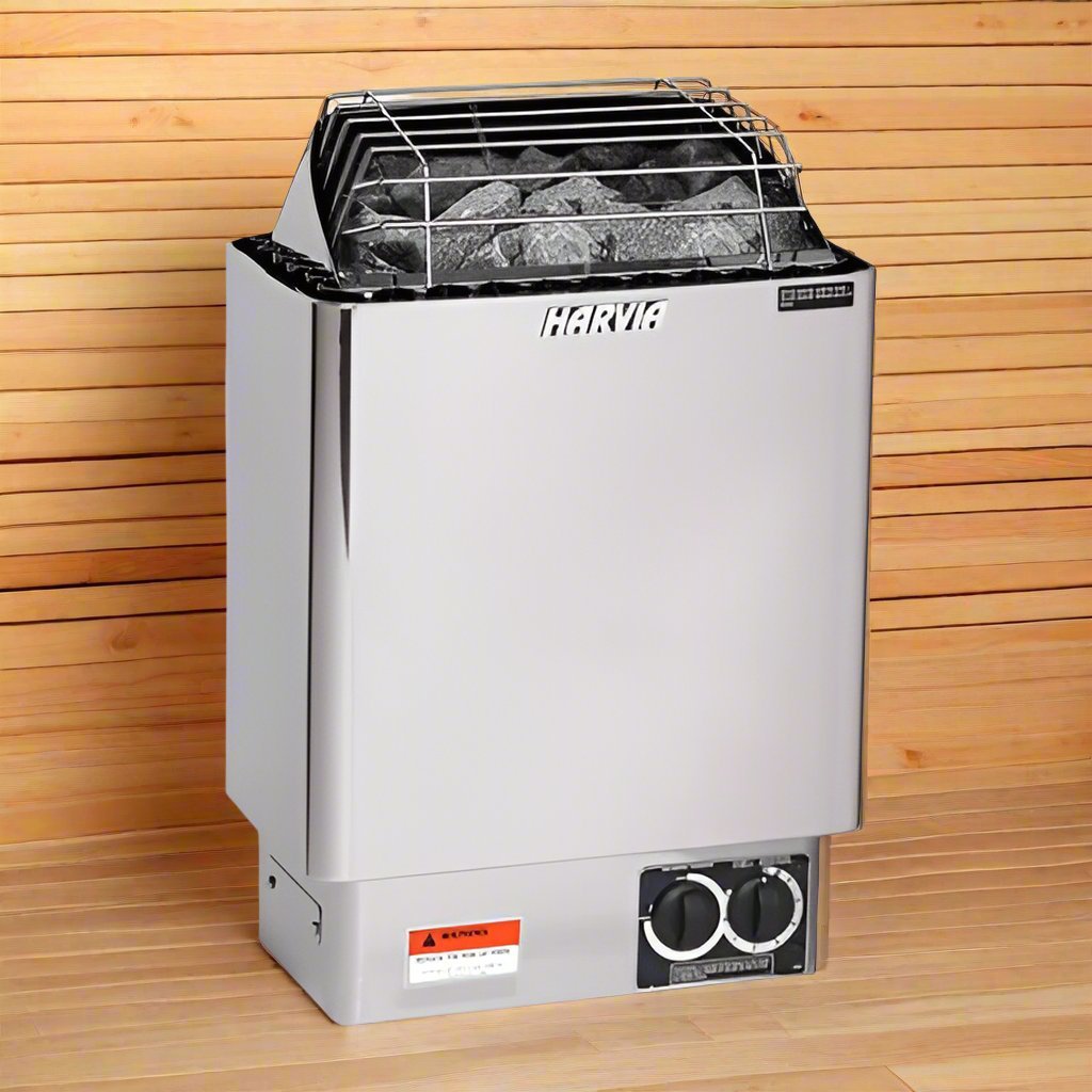 Harvia KIP80B JH80B2401I KIP Series 8kW Stainless Steel Sauna Heater at 240V 1PH with Built-In Time and Temperature Controls Stainless Steel - The Vitality Estate