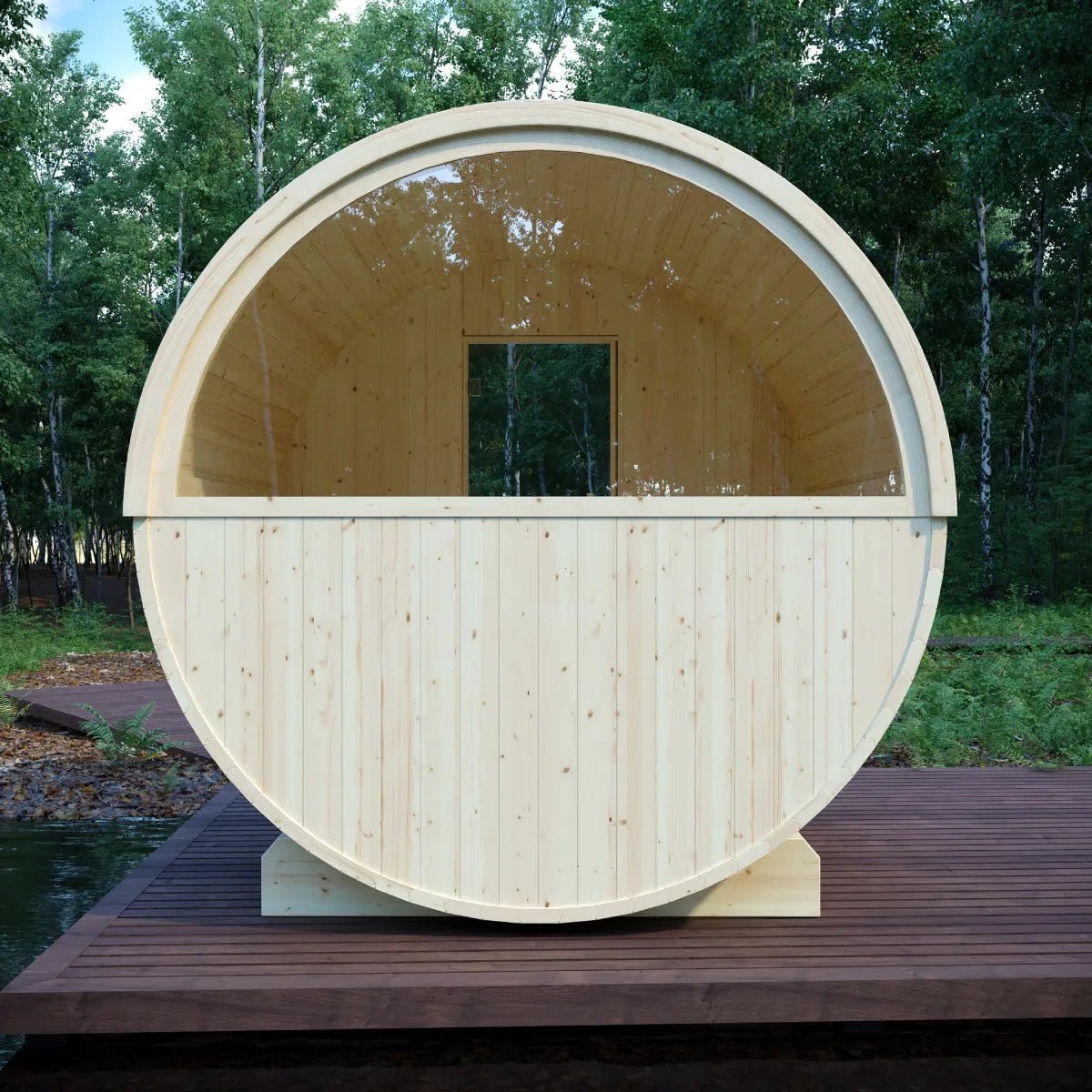 Helsinki Finnish Barrel Sauna with Terrace and WiFi Heater - Finnish Sauna Builders - The Vitality Estate