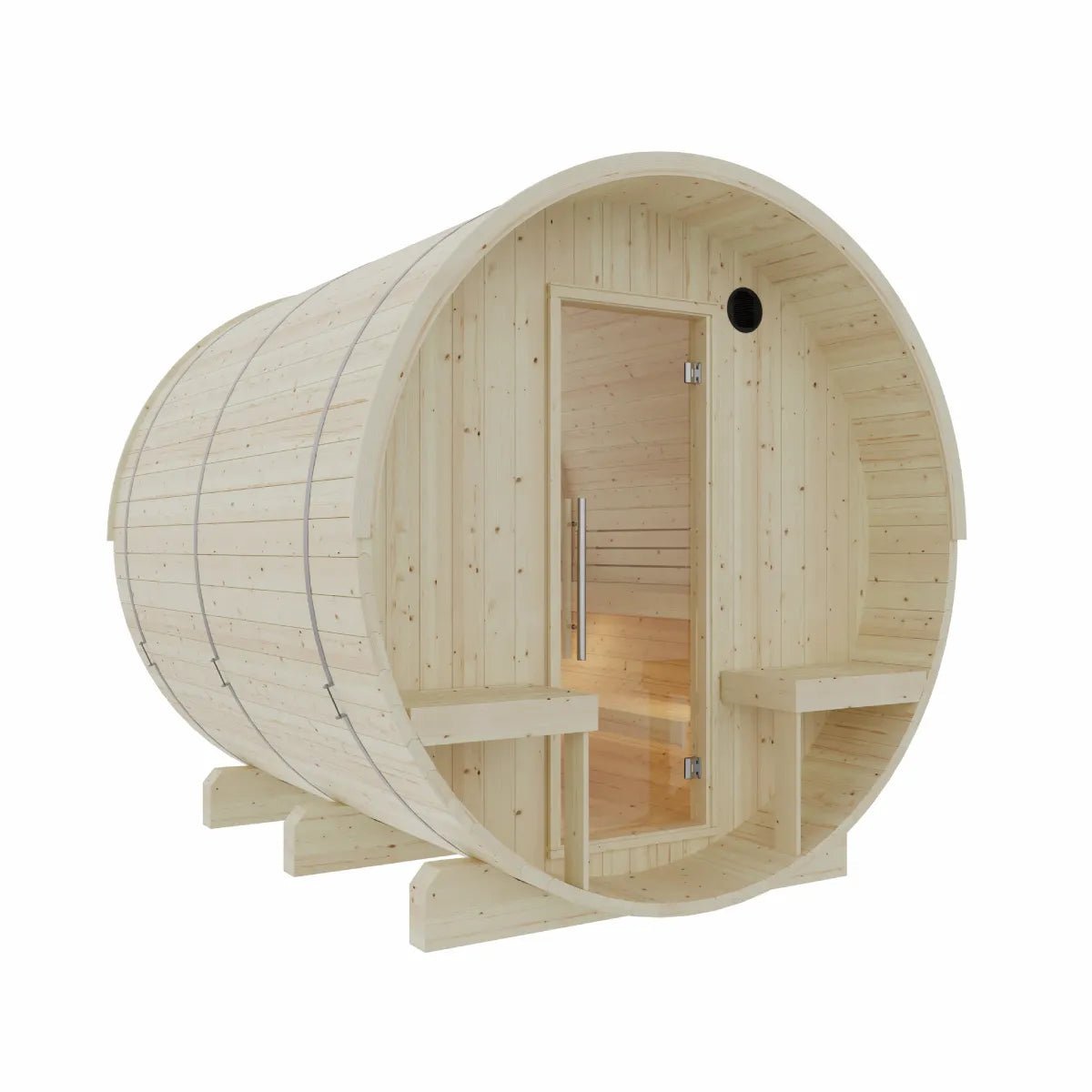 Helsinki Finnish Barrel Sauna with Terrace and WiFi Heater - Finnish Sauna Builders - The Vitality Estate