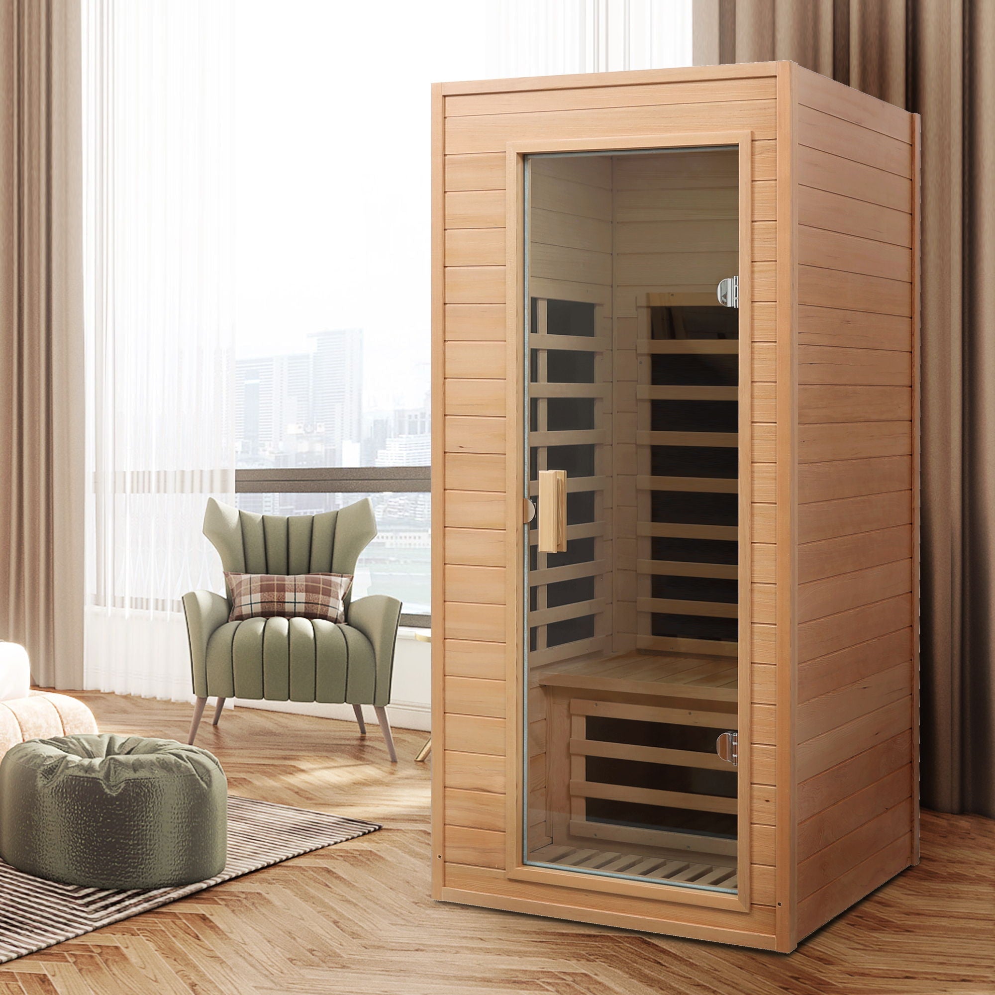 Hemlock Far Infrared Roof Embedded Indoor Sauna Room - The Vitality Estate