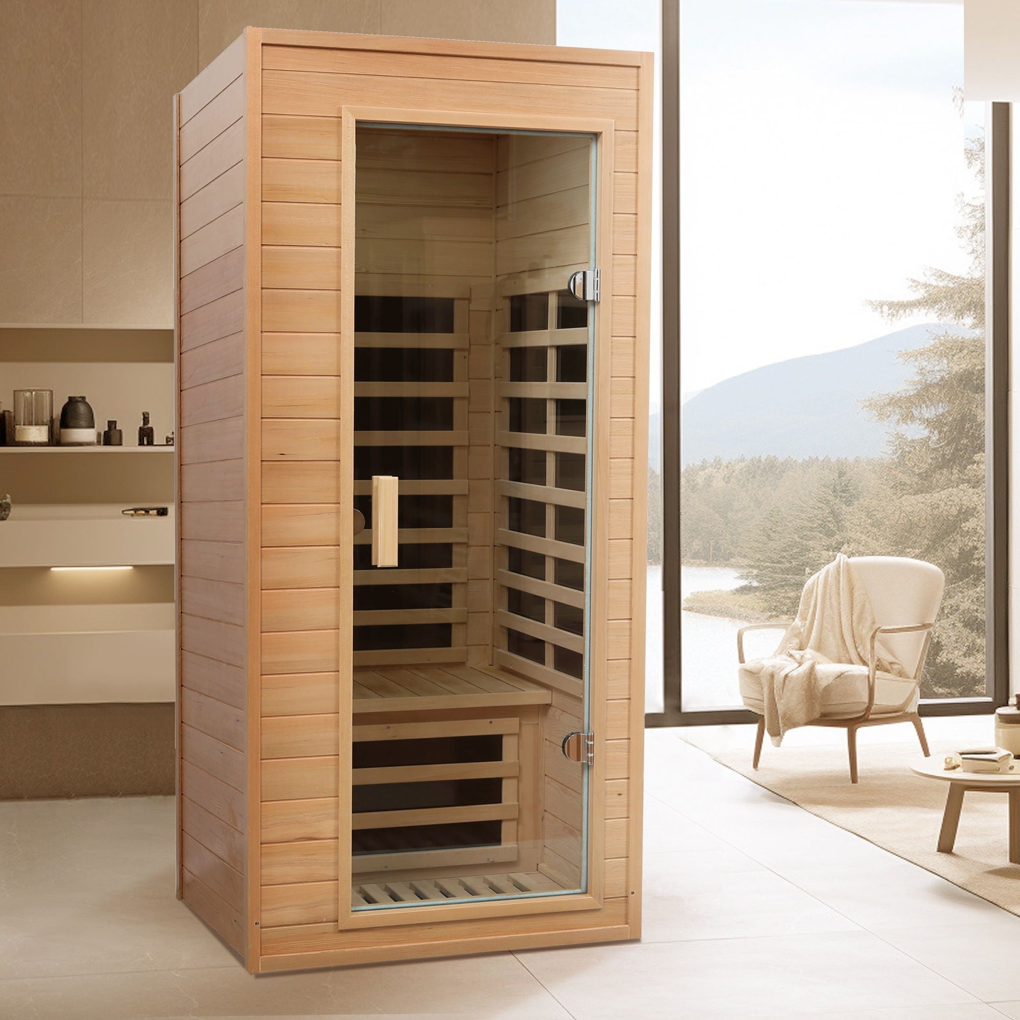 Hemlock Far Infrared Roof Embedded Indoor Sauna Room - The Vitality Estate