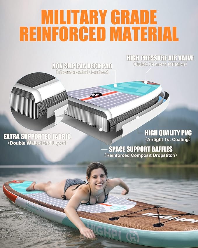 Highpi Inflatable Stand Up Paddle Board for Youth and Adults – Wide Sup with Premium Accessories, Blow Up Paddleboard for Surfing, Fishing, Yoga & More - The Vitality Estate