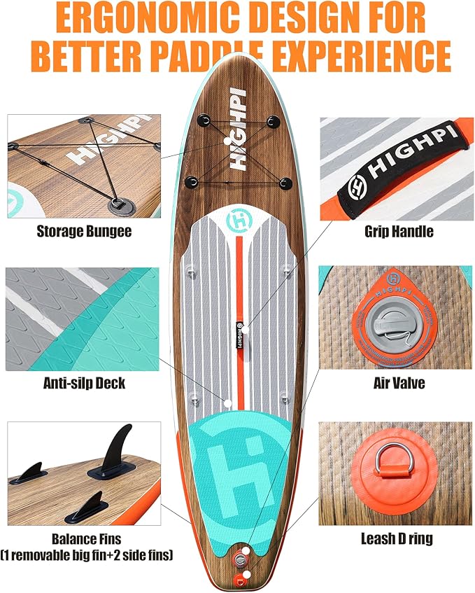 Highpi Inflatable Stand Up Paddle Board for Youth and Adults – Wide Sup with Premium Accessories, Blow Up Paddleboard for Surfing, Fishing, Yoga & More - The Vitality Estate