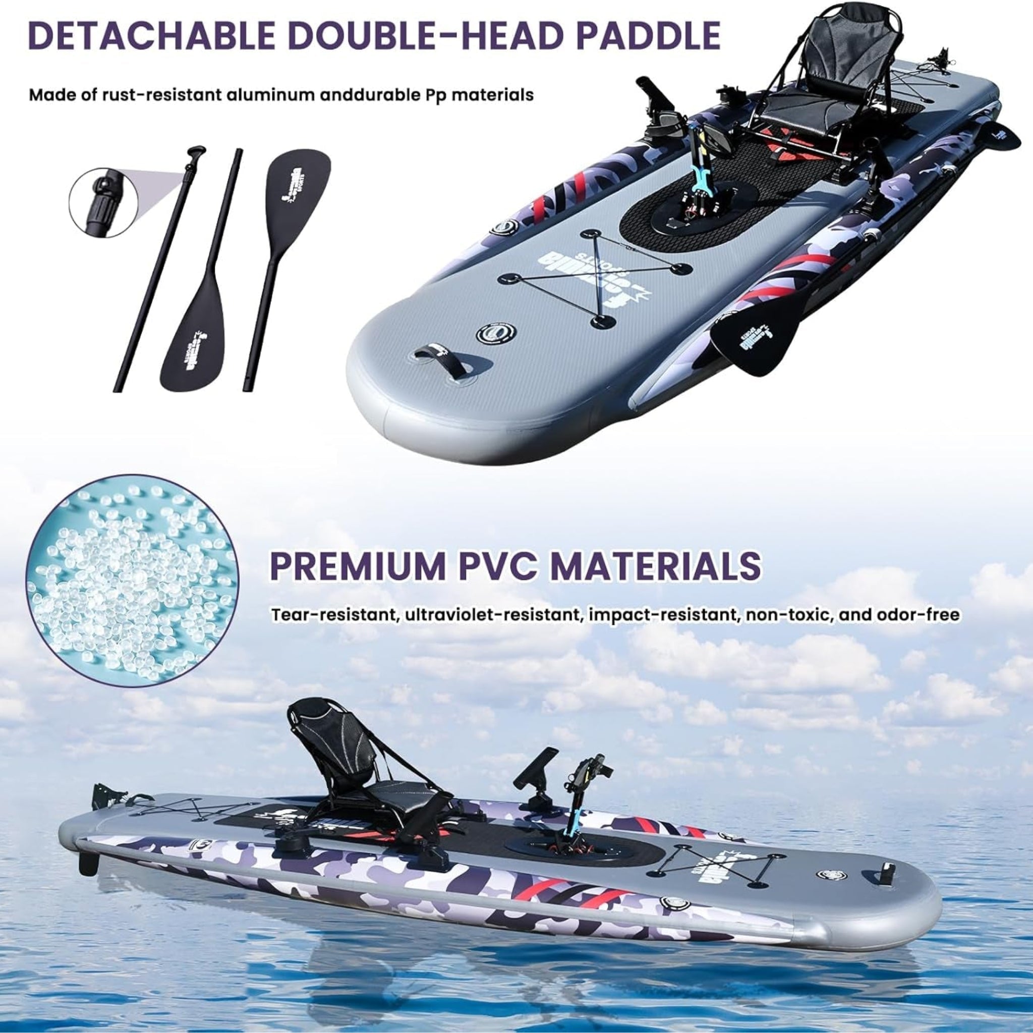 Inflatable Fishing Kayak for Adults - 1 Person, Pedal Drive, Folding, with Movable Seat, Hand Pump & Paddle & Oxford Bag, 410Lbs Capacity - The Vitality Estate