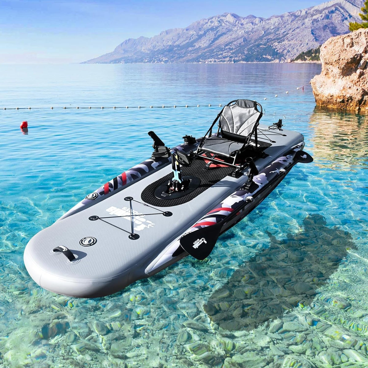 Inflatable Fishing Kayak for Adults - 1 Person, Pedal Drive, Folding, with Movable Seat, Hand Pump & Paddle & Oxford Bag, 410Lbs Capacity - The Vitality Estate