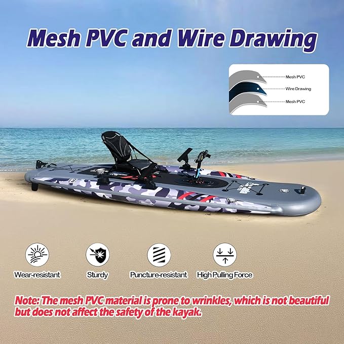 Inflatable Kayak Set: Includes 90in Kayak Paddles and High-Output Pump – SuperTough Mesh PVC and Wire Drawing Filling – Aluminum seat – Pedal System – 1 Person – 418lb Weight Capacity - The Vitality Estate