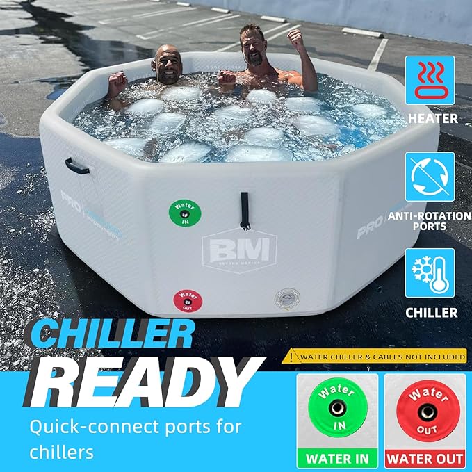 Inflatable Octagonal Ice Bath Tub for Groups, Party Cold Plunge Recovery Tub with Insulated Lid, Fits 8–10 People, 660 Gallon Capacity, 78.74" x 78.74" x 27.56", Portable Durable Design - The Vitality Estate