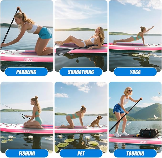Inflatable Stand Up Paddle Board 10‘x30‘‘- Ultra-Light SUP with Backpack, Pump, Paddle, Coil Leash, 3 Fins, Repair Kit, Stable Design, Non-Slip EVA Deck for Adults & Youth - The Vitality Estate