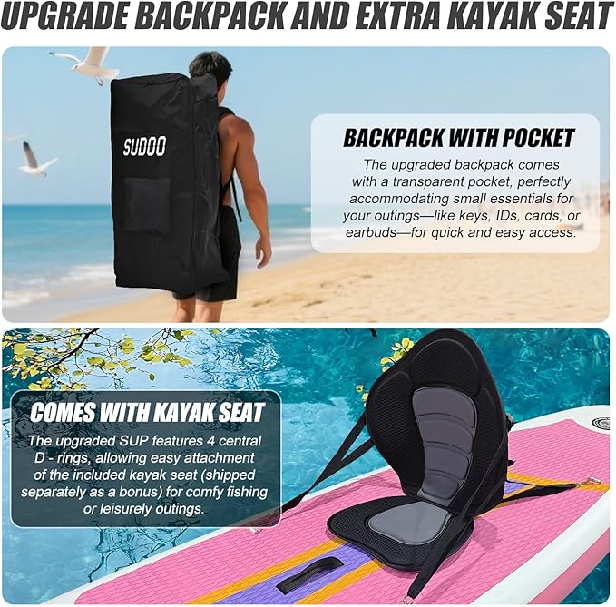 Inflatable Stand Up Paddle Board 10‘x30‘‘- Ultra-Light SUP with Backpack, Pump, Paddle, Coil Leash, 3 Fins, Repair Kit, Stable Design, Non-Slip EVA Deck for Adults & Youth - The Vitality Estate