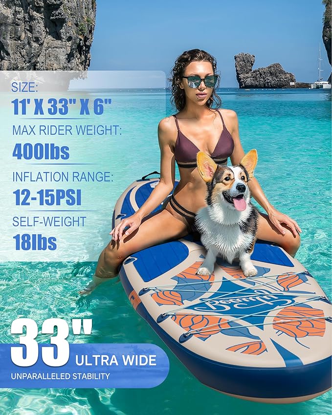 Inflatable Stand Up Paddle Board with SUP Accessories, Anti-Slip EVA Deck, 11'*33" Inflatable Paddle Boards for Adults & Youth of All Skill Levels - The Vitality Estate
