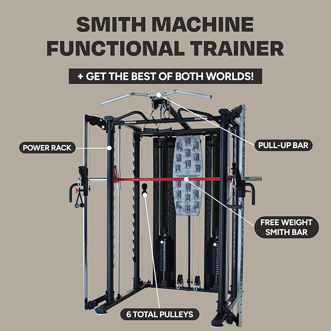 Inspire Fitness Functional Trainer Home Gym, SCS Smith Machine Cage System - Cable Machine Accessories - D-Handles, Ankle Strap & Multi-Function Belt - The Vitality Estate