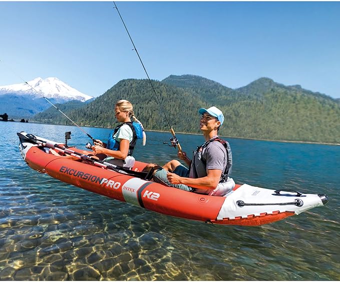 INTEX 68309EP Excursion Pro K2 Inflatable Kayak Set: Includes Deluxe 86in Kayak Paddles and High-Output Pump – SuperTough PVC – Adjustable Bucket Seat – 2-Person – 400lb Weight Capacity - The Vitality Estate