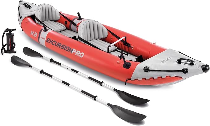 INTEX 68309EP Excursion Pro K2 Inflatable Kayak Set: Includes Deluxe 86in Kayak Paddles and High-Output Pump – SuperTough PVC – Adjustable Bucket Seat – 2-Person – 400lb Weight Capacity - The Vitality Estate