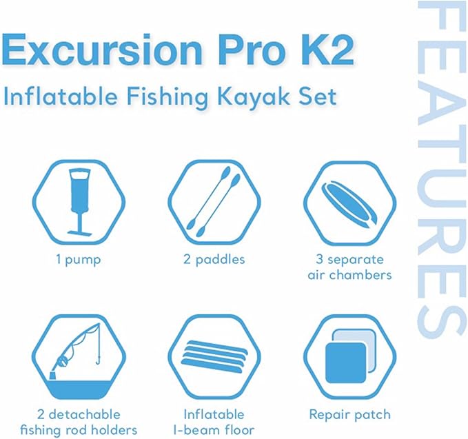 INTEX 68309EP Excursion Pro K2 Inflatable Kayak Set: Includes Deluxe 86in Kayak Paddles and High-Output Pump – SuperTough PVC – Adjustable Bucket Seat – 2-Person – 400lb Weight Capacity - The Vitality Estate