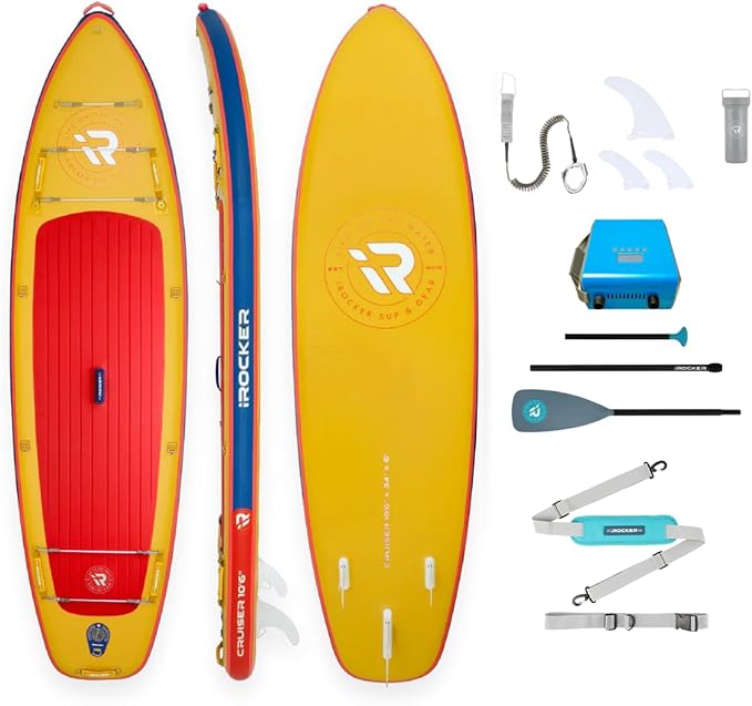 iROCKER Cruiser 7.0 Inflatable Stand Up Paddle Board Premium SUP and Accessories - Beginner Friendly - Extra Wide Base - Tandem Capable - The Vitality Estate