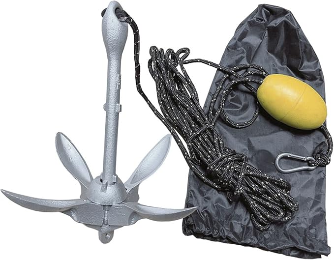 ISURE MARINE 1.5kg/3.5 lbs Boat Anchor ，Kayak Fishing Galvanized Anchor kit， Folding Anchor System for Kayak Canoes Accessories - The Vitality Estate