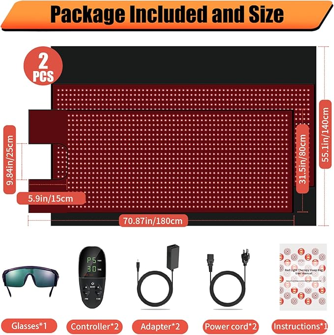iTHERAU Large Red Light Therapy Blanket 2460 LEDs Infrared Red Light Sleep Bag for Full Body, Resolve Inflammation, Relieve Joint or Back Pain, Red Light Wrap 660 & 850nm Wavelengths, 71in X 32in - The Vitality Estate