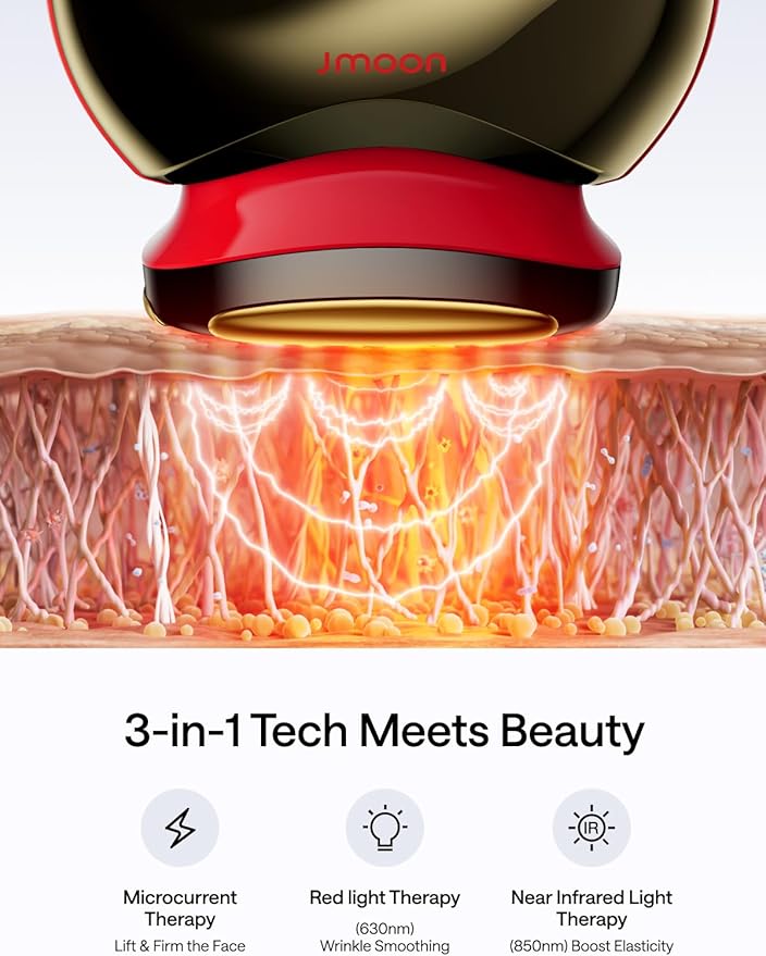 JMOON NouvelleSkin Facial Toning Device, FDA-Cleared Microcurrent Facial Device and Red Light Therapy for Face, 4 Modes & 5 Intensity Levels for Personalized Face Lift & Smoothing. M30U PR - The Vitality Estate