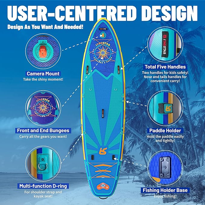 Journey 11'6" / 11'×34" / 11'×35" Extra Wide Paddle Board, One-Stop Premium SUP Board Accessories, Tailored Fins, Stable Inflatable Stand Up Paddle Boards for Youth/Adults of All Skill Levels - The Vitality Estate