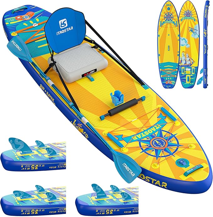 Journey 11'6" / 11'×34" / 11'×35" Extra Wide Paddle Board, One-Stop Premium SUP Board Accessories, Tailored Fins, Stable Inflatable Stand Up Paddle Boards for Youth/Adults of All Skill Levels - The Vitality Estate