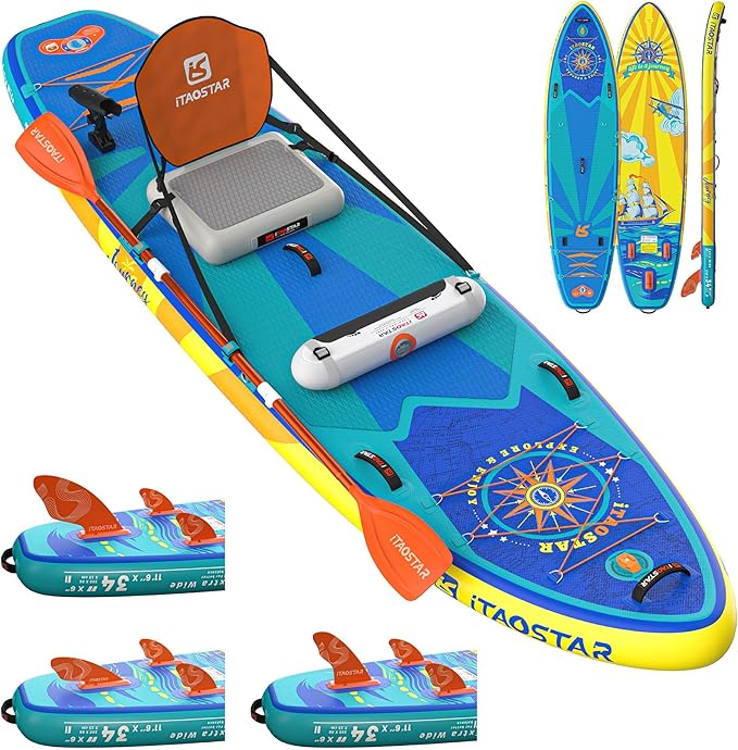 Journey 11'6" / 11'×34" / 11'×35" Extra Wide Paddle Board, One-Stop Premium SUP Board Accessories, Tailored Fins, Stable Inflatable Stand Up Paddle Boards for Youth/Adults of All Skill Levels - The Vitality Estate