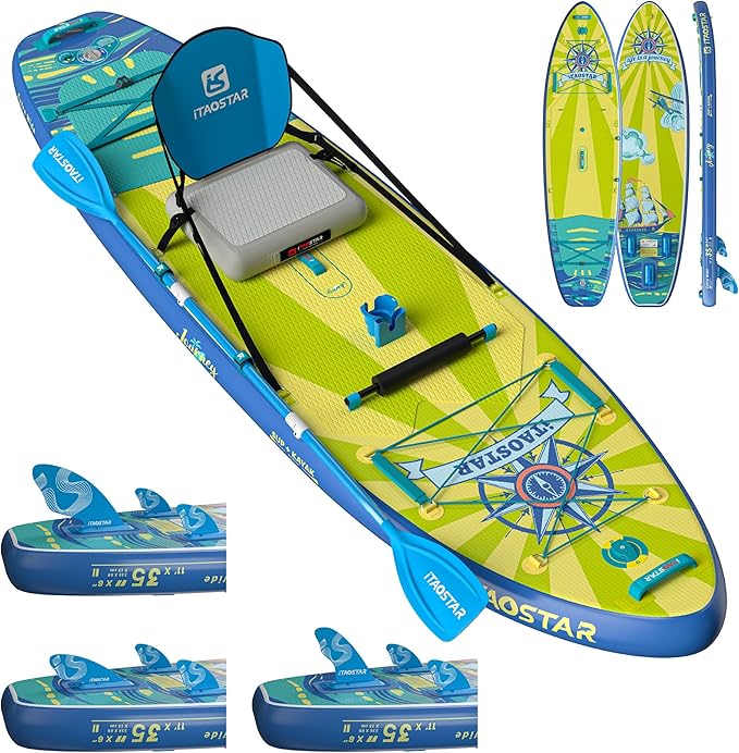 Journey 11'6" / 11'×34" / 11'×35" Extra Wide Paddle Board, One-Stop Premium SUP Board Accessories, Tailored Fins, Stable Inflatable Stand Up Paddle Boards for Youth/Adults of All Skill Levels - The Vitality Estate