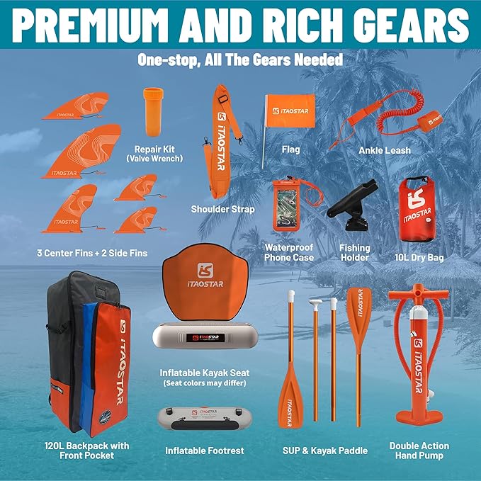 Journey 11'6" / 11'×34" / 11'×35" Extra Wide Paddle Board, One-Stop Premium SUP Board Accessories, Tailored Fins, Stable Inflatable Stand Up Paddle Boards for Youth/Adults of All Skill Levels - The Vitality Estate