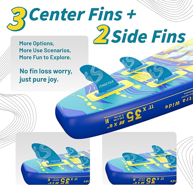 Journey 11'6" / 11'×34" / 11'×35" Extra Wide Paddle Board, One-Stop Premium SUP Board Accessories, Tailored Fins, Stable Inflatable Stand Up Paddle Boards for Youth/Adults of All Skill Levels - The Vitality Estate