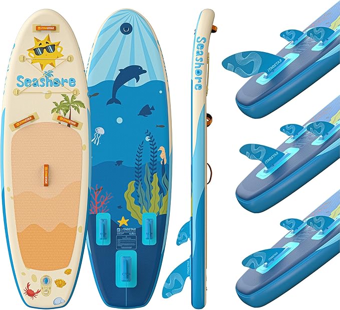 Joy 8'×29"/11'×35" Inflatable Paddle Board for Kids, One-Stop Premium SUP Accessories, Stand Up Paddle Board for More Balance, Tailored Fins for More Fun - The Vitality Estate