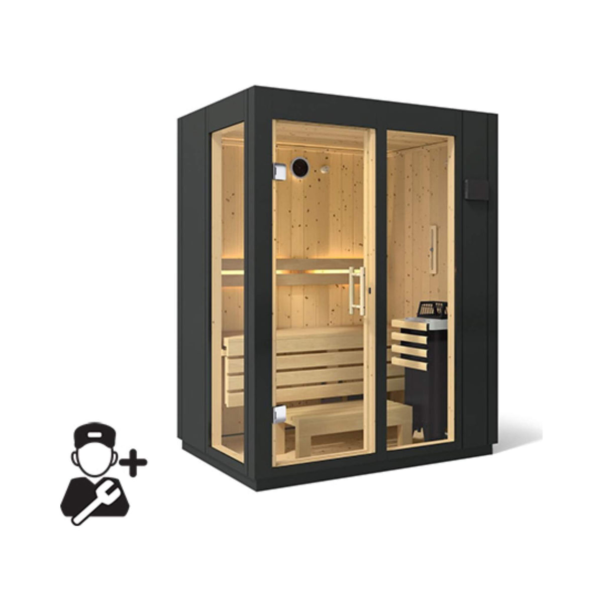 Kohler C1 Indoor Graphite Gray Freestanding Alcove Design Sauna Kit (SAK93182) - The Vitality Estate