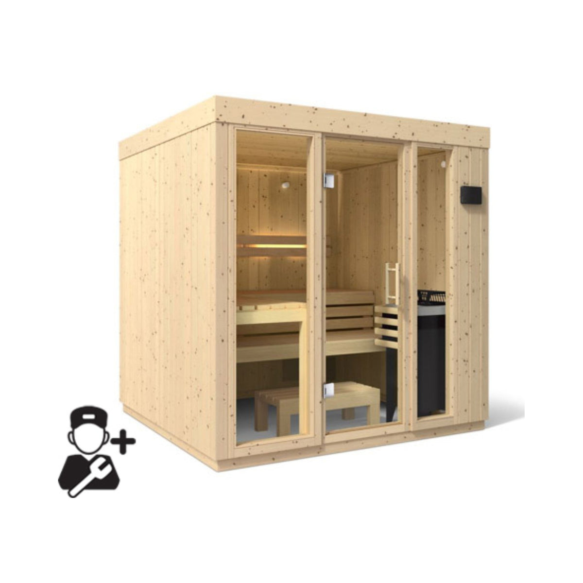 Kohler C1 Luxury Indoor Scandinavian Spruce Home Sauna Kit (SAK60418) - The Vitality Estate