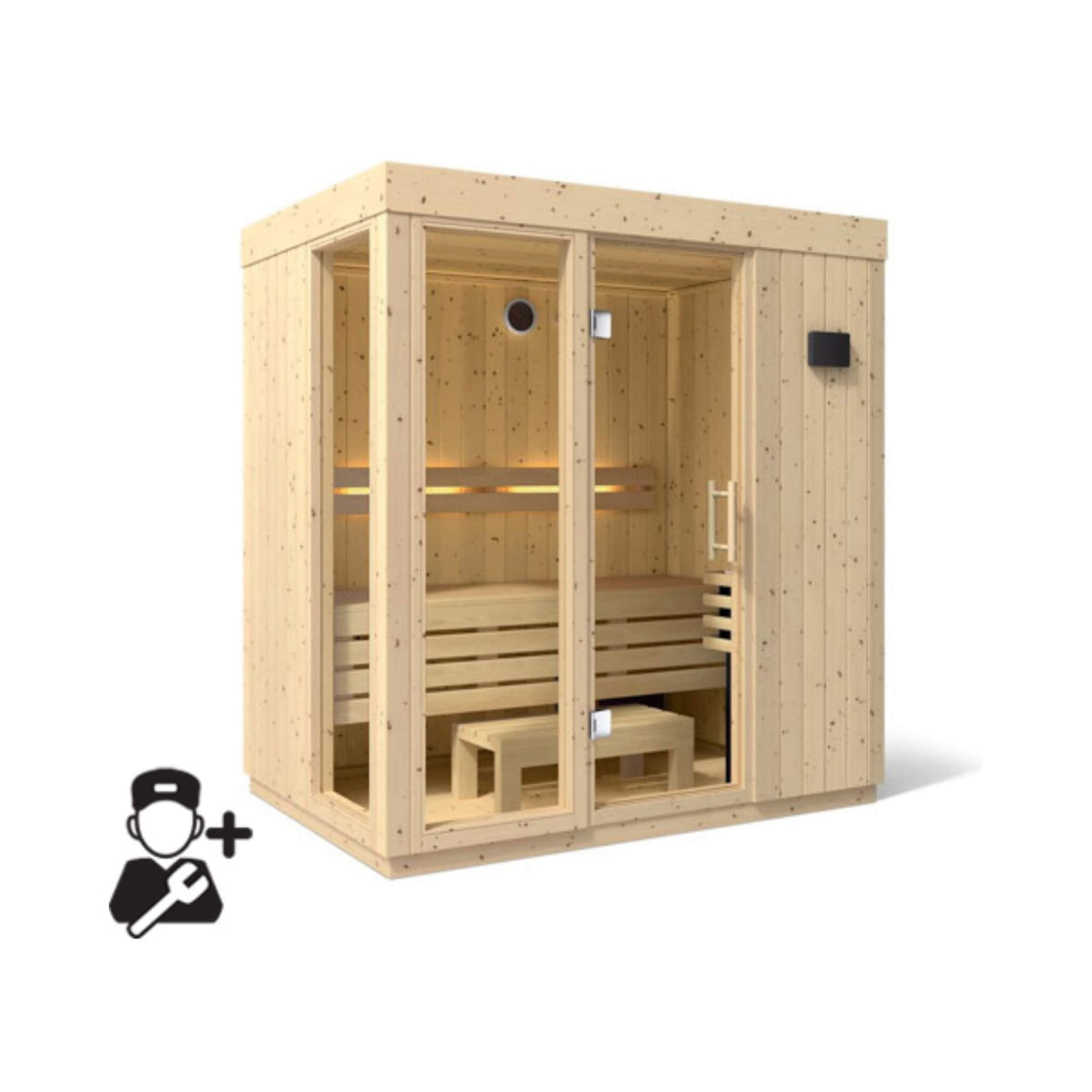 Kohler C1 Luxury Indoor Scandinavian Spruce Home Sauna Kit (SAK60418) - The Vitality Estate