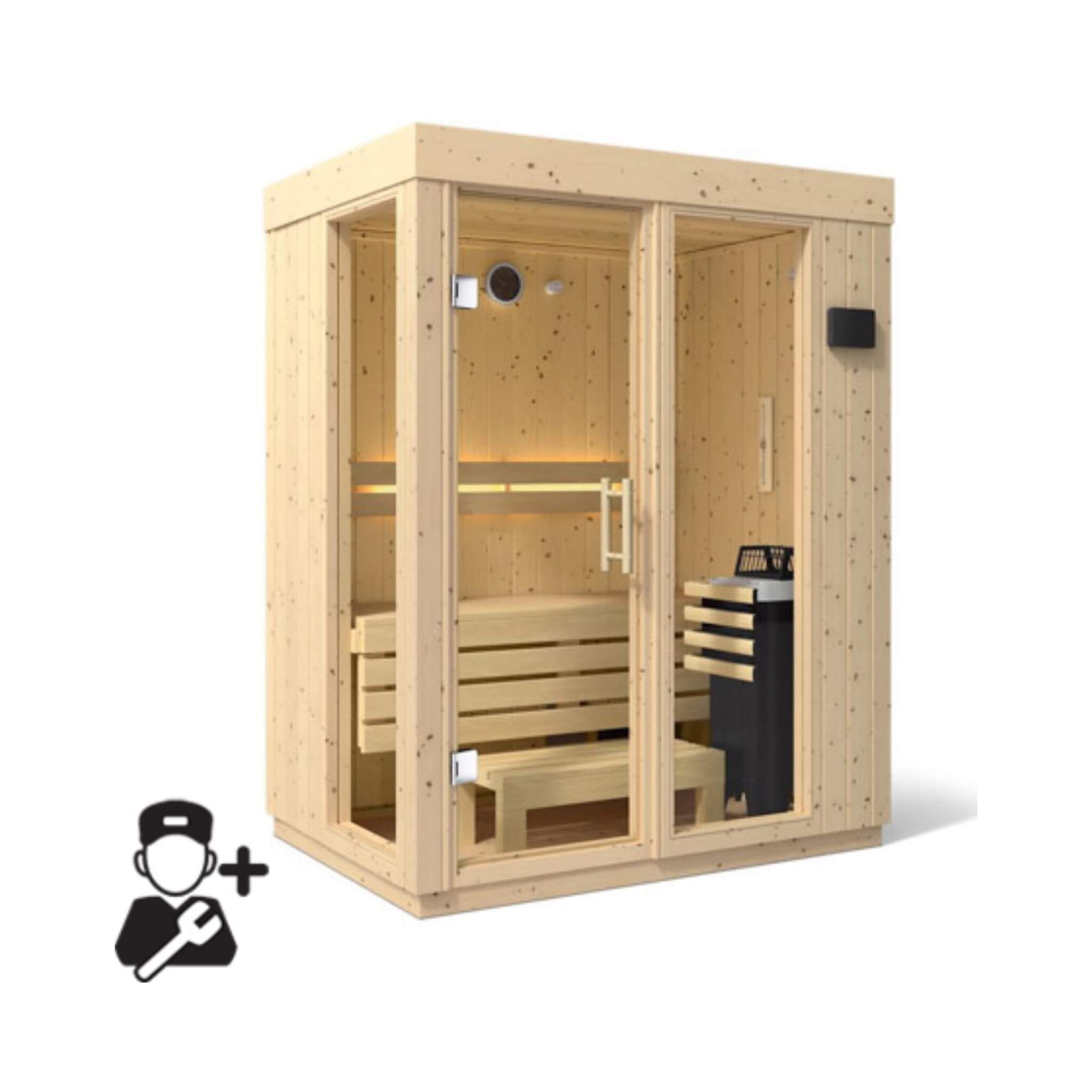 Kohler C1 Luxury Indoor Scandinavian Spruce Home Sauna Kit (SAK60418) - The Vitality Estate