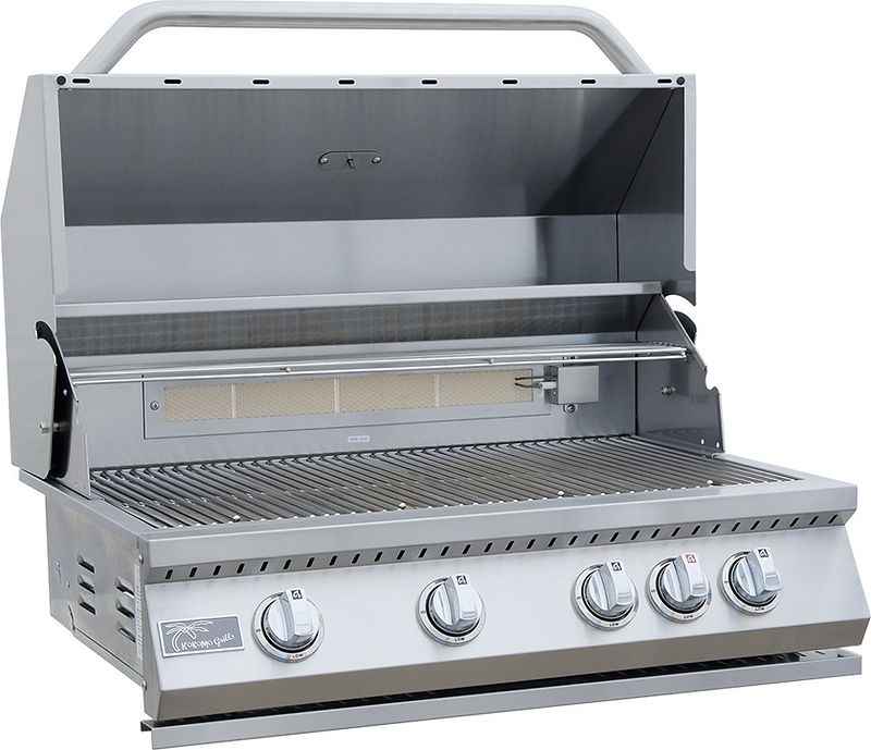 KoKoMo 7' Outdoor Kitchen Island with Grill – Built-In 32” Grill + Fridge - The Vitality Estate