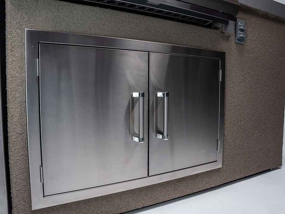 KoKoMo 7' Outdoor Kitchen Island with Grill – Built-In 32” Grill + Fridge - The Vitality Estate