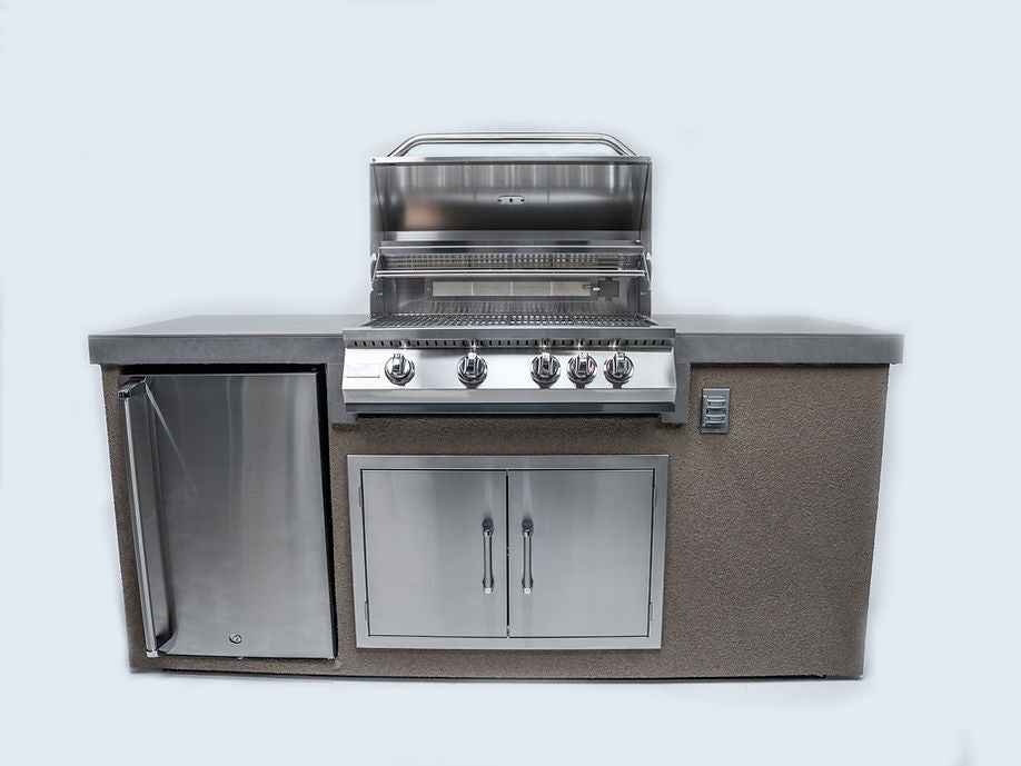 KoKoMo 7' Outdoor Kitchen Island with Grill – Built-In 32” Grill + Fridge - The Vitality Estate