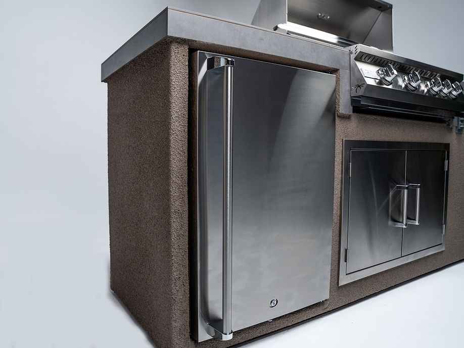 KoKoMo 7' Outdoor Kitchen Island with Grill – Built-In 32” Grill + Fridge - The Vitality Estate