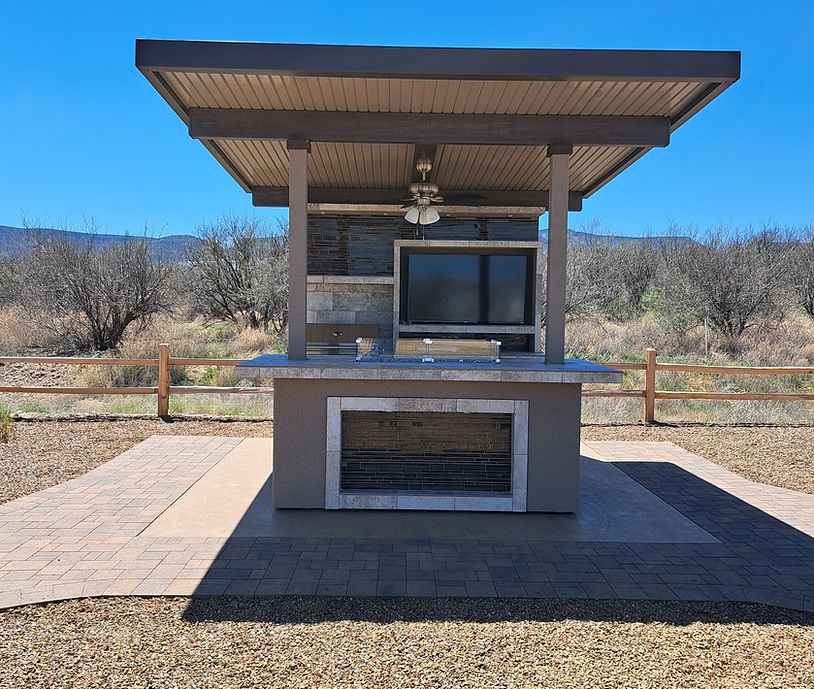 KoKoMo Baja Outdoor Kitchen with 12x12 Patio Cover – Complete Modular BBQ Island with Grill, Fridge & Bar Seating - The Vitality Estate