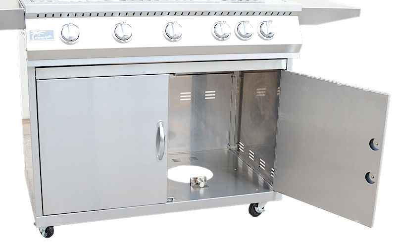 KoKoMo BBQ Grill Classic 40” 5-Burner Freestanding with Cart - 304 Stainless Steel - The Vitality Estate