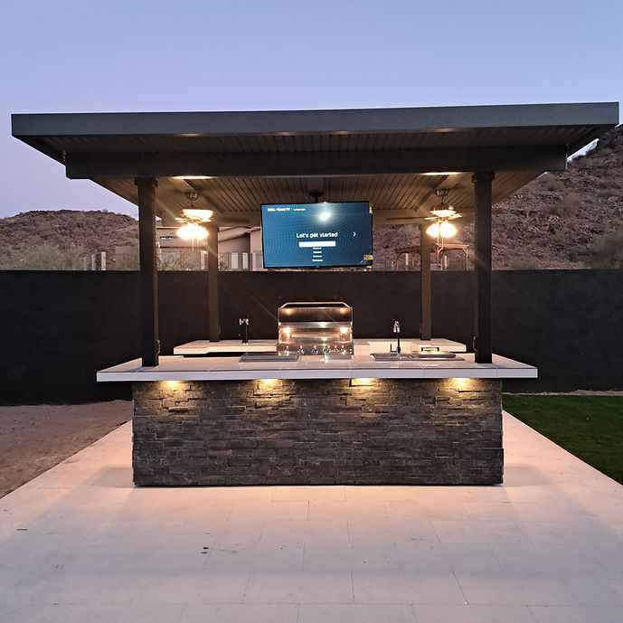 KoKoMo Big Island Sports Bar Outdoor Kitchen Grill – Dual 55” TVs + Built-In BBQ - The Vitality Estate