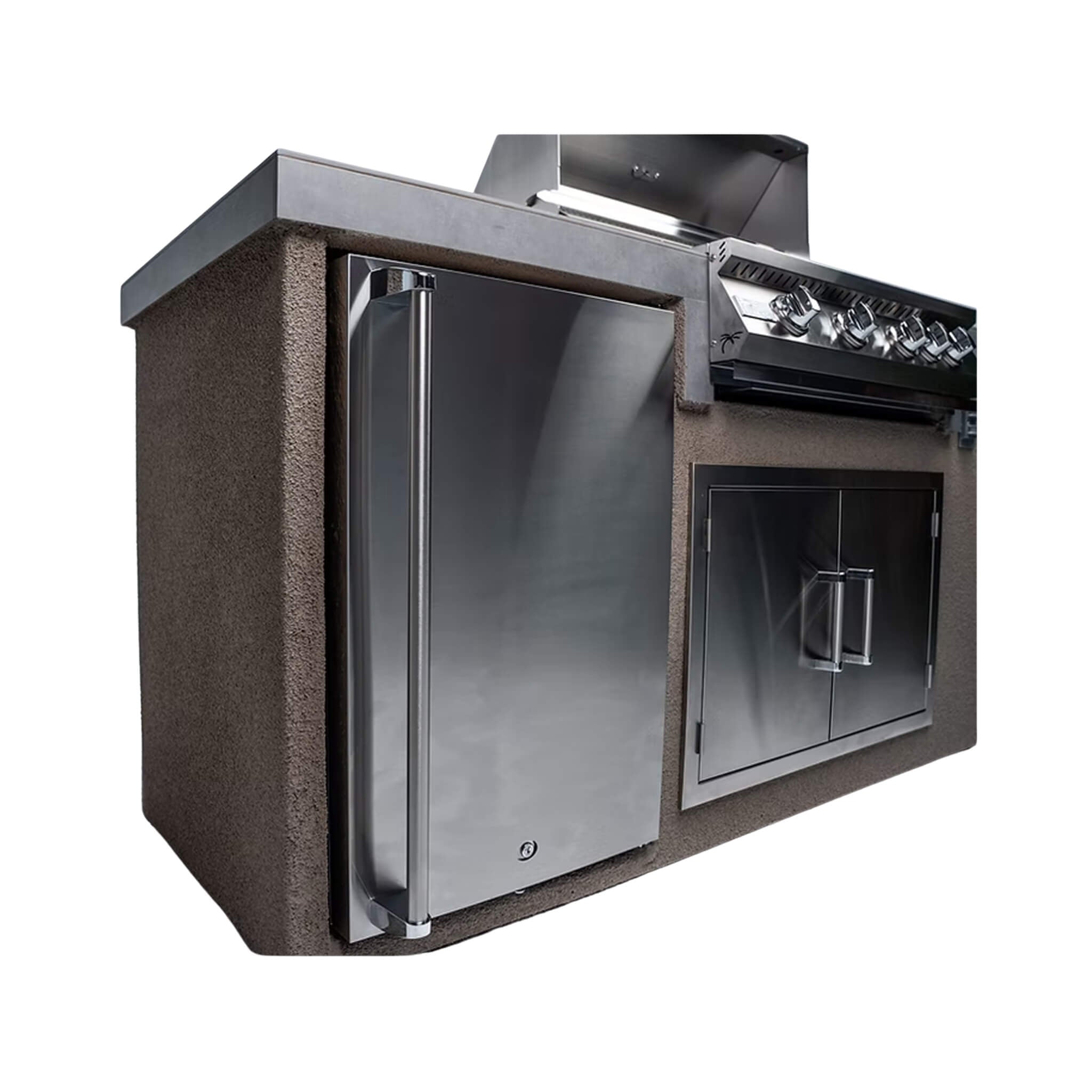 KoKoMo Grills 7FT Straight BBQ Island With Built-In BBQ And Refrigerator [Made-To-Order] (SAK46187) - The Vitality Estate