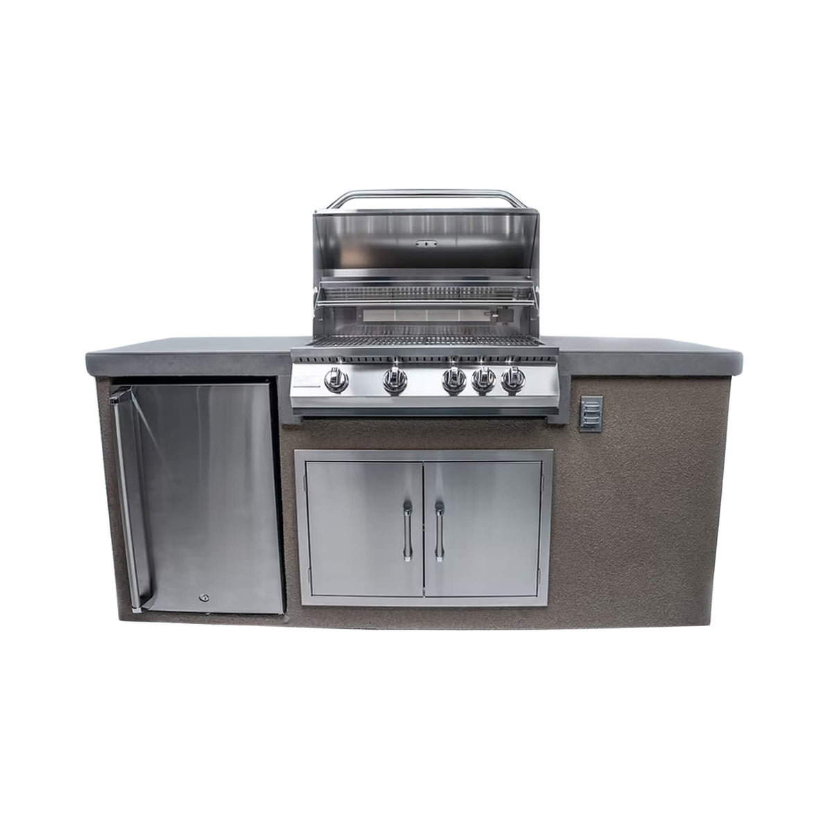 KoKoMo Grills 7FT Straight BBQ Island With Built-In BBQ And Refrigerator [Made-To-Order] (SAK46187) - The Vitality Estate